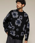 All-over Pattern Double Jacquard Knit Crew Neck Pullover / Relaxed Fit