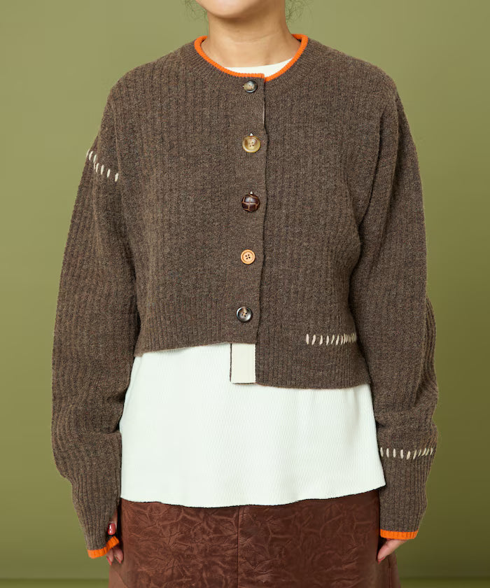 Short Length Color-block Knit Cardigan