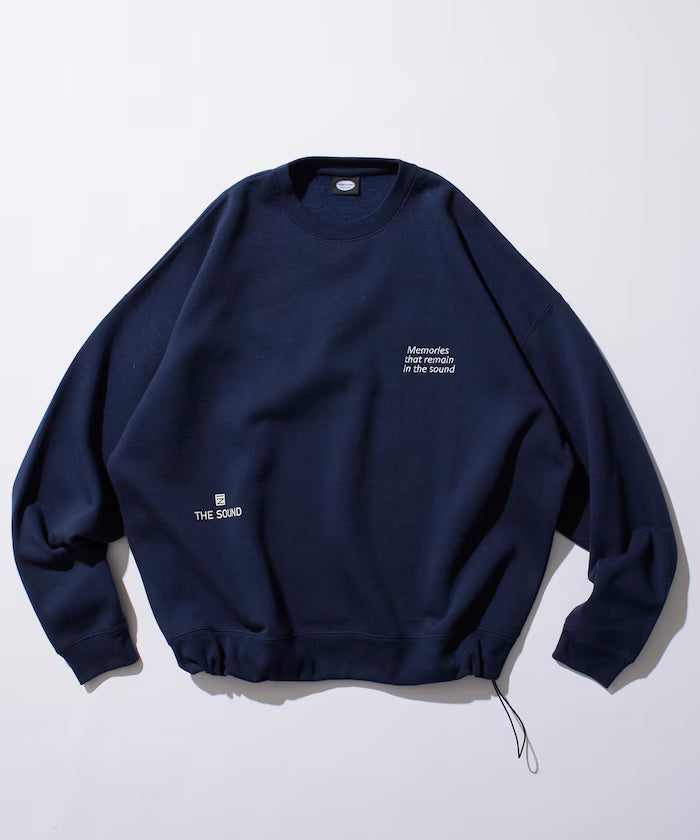 Big silhouette one-point embroidery back print hem code crew neck sweatshirt 【limited edition】
