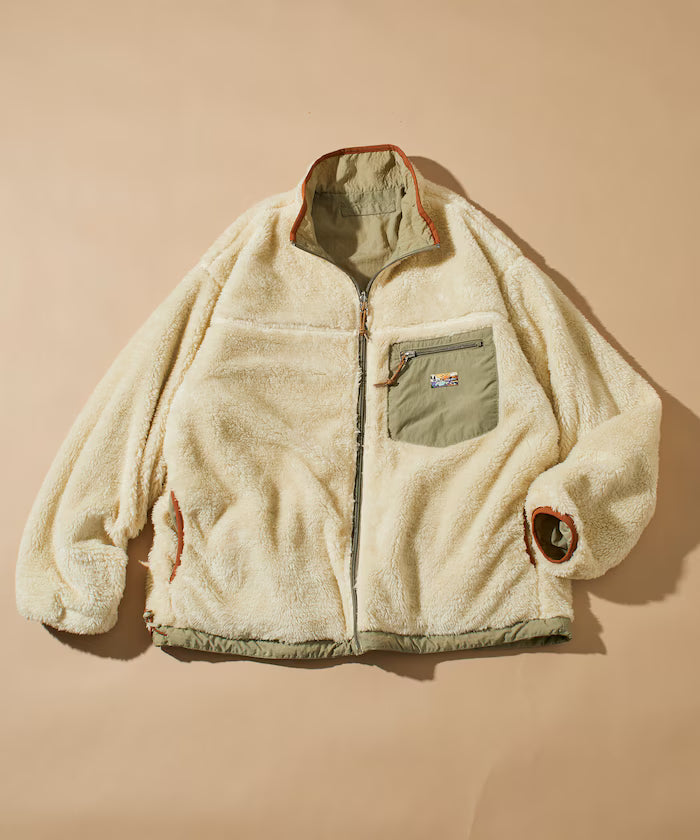 Relaxed Fit One Point Logo Reversible Nylon Fleece Jacket