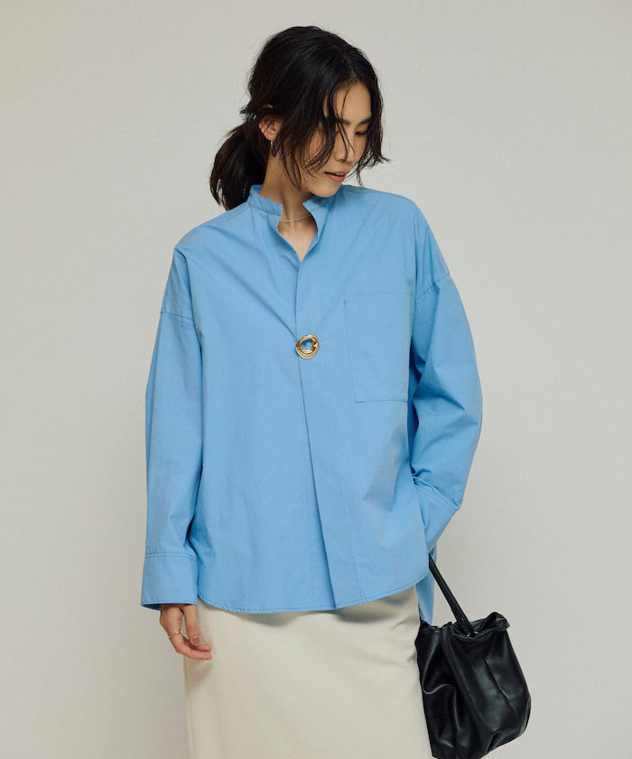 Oversized Long Sleeve Brooch Shirt