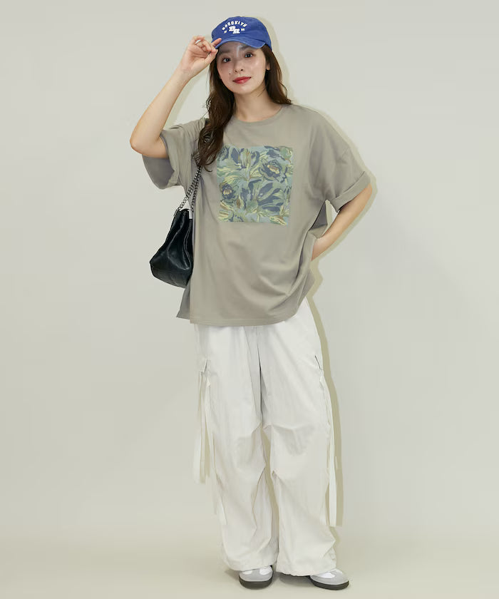 Flower Nuance Art Box Print Big Silhouette T-Shirt Limited Release