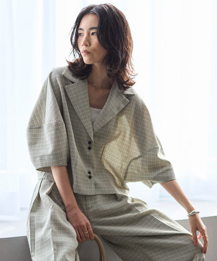 Balloon Sleeve Shirt with Karami Check / Compatible with Set Up - Released on March 11 at 12:00