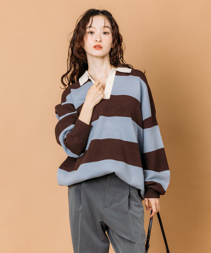 Big Silhouette Border Knit Rugby Shirt [Limited Edition]