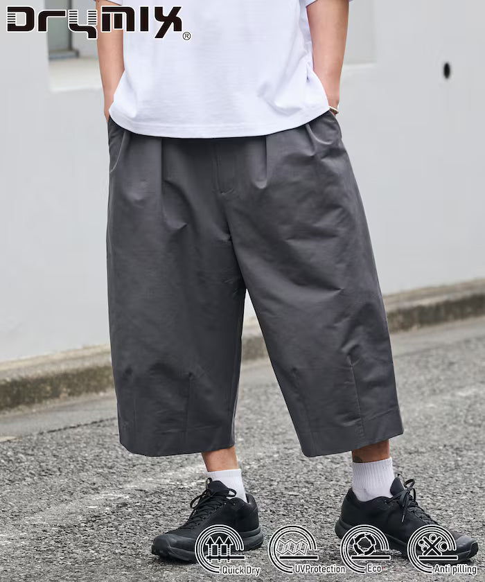 Limited Release Drymix(R) Dry Mix Wide Silhouette Tuck Three Quarter Pants Quick Dry UV Cut - Charcoal Gray