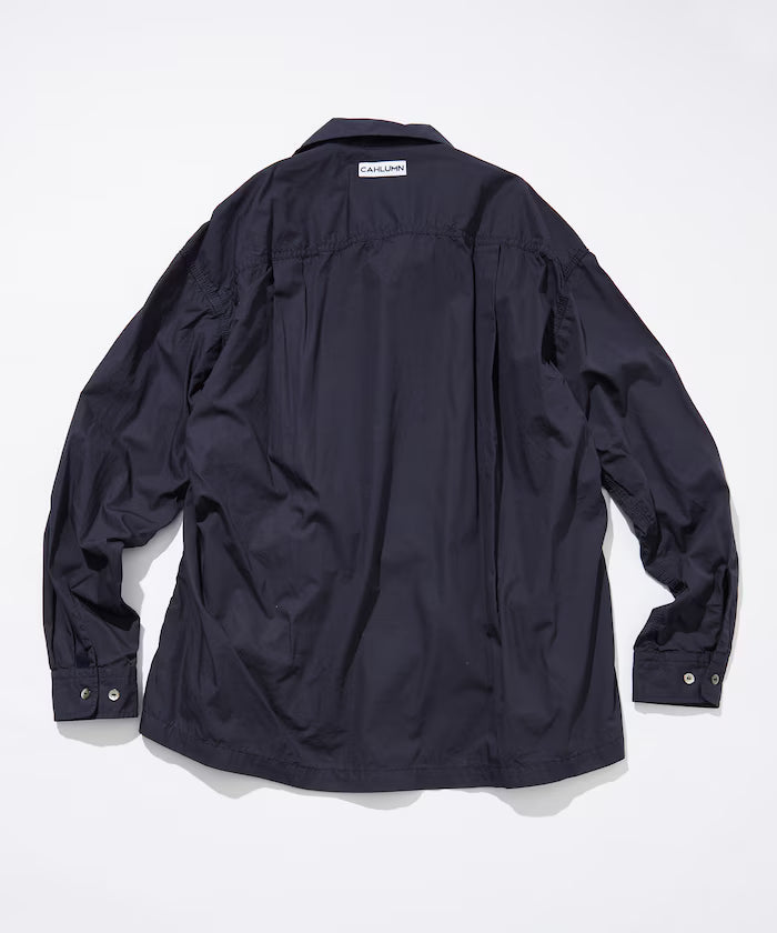 Magazine Pocket Broadcloth Open Collar Shirt