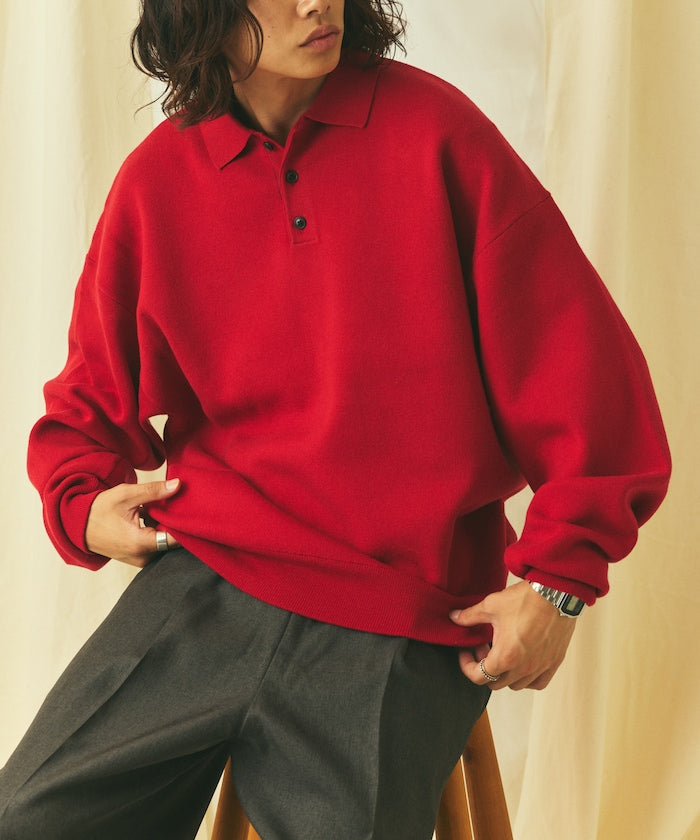 Relax Fit Relax Fit Sweat-like Polo Collar Knit [Limited Edition]