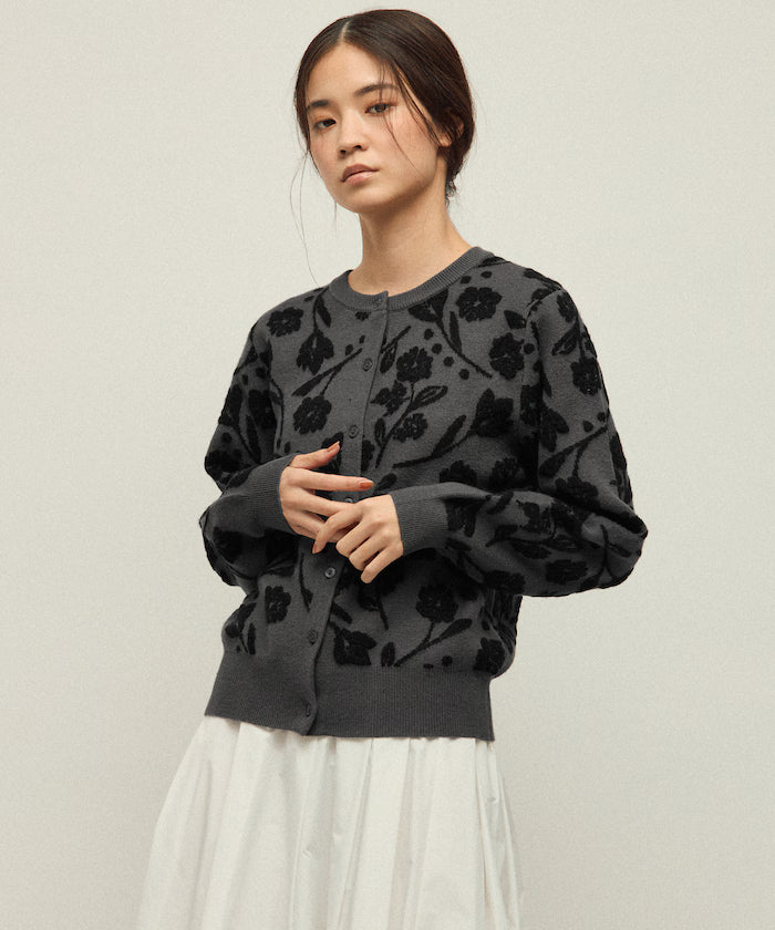 Flower Jacquard Knit Cardigan
