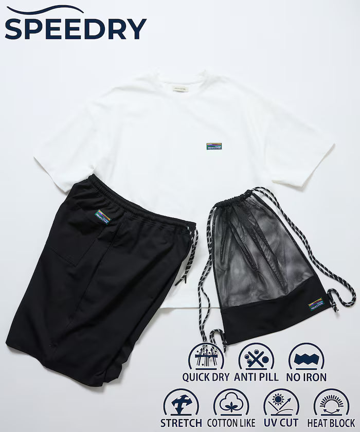 SPEEDRY Set with Bag Stretch Setup/T-Shirt/Shorts/3 in 1 /Rash Guard/Quick Dry/UV Cut/Heat Shield 【Limited Edition】