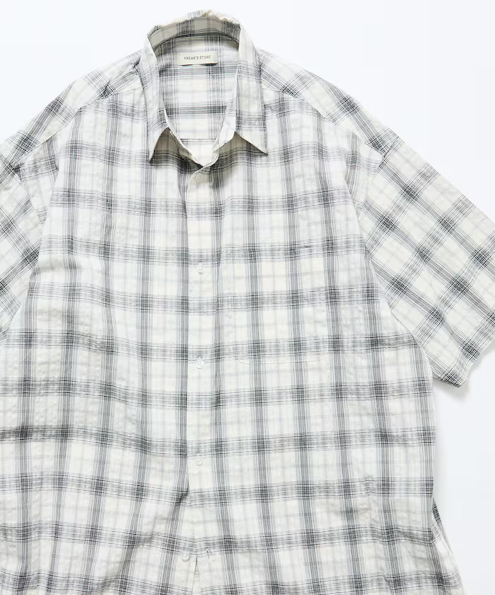 Relax Fit Regular Collar Sheer Seersucker Short Sleeve Shirt 【Limited Edition】