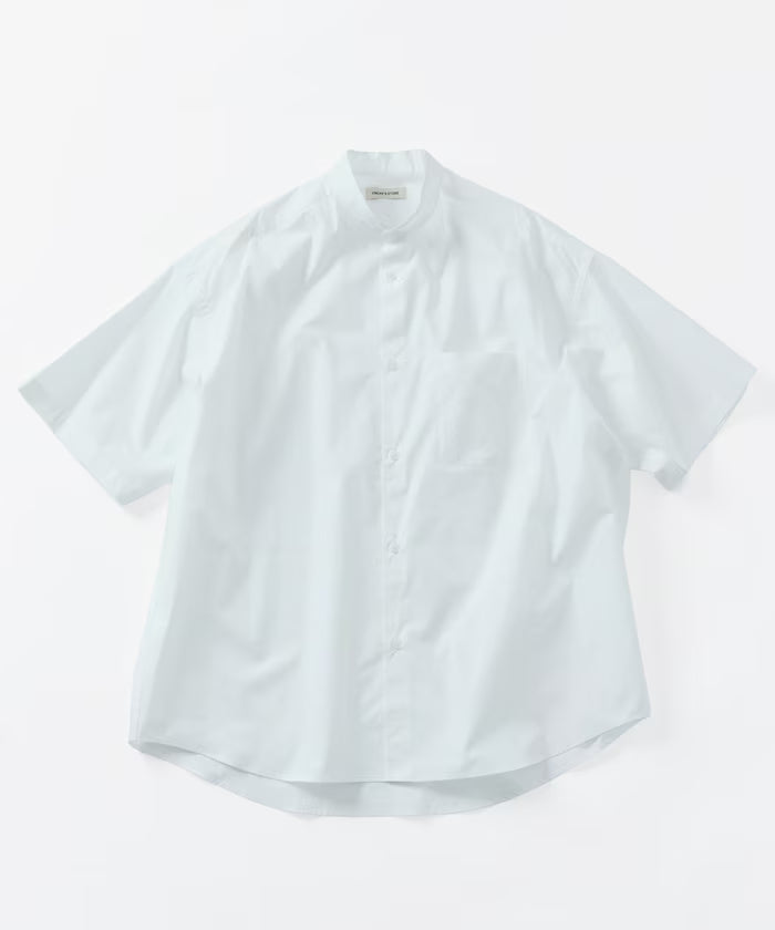 Relax Fit Relaxed Fit Band Collar Short Sleeve Shirt [Limited Edition] - White