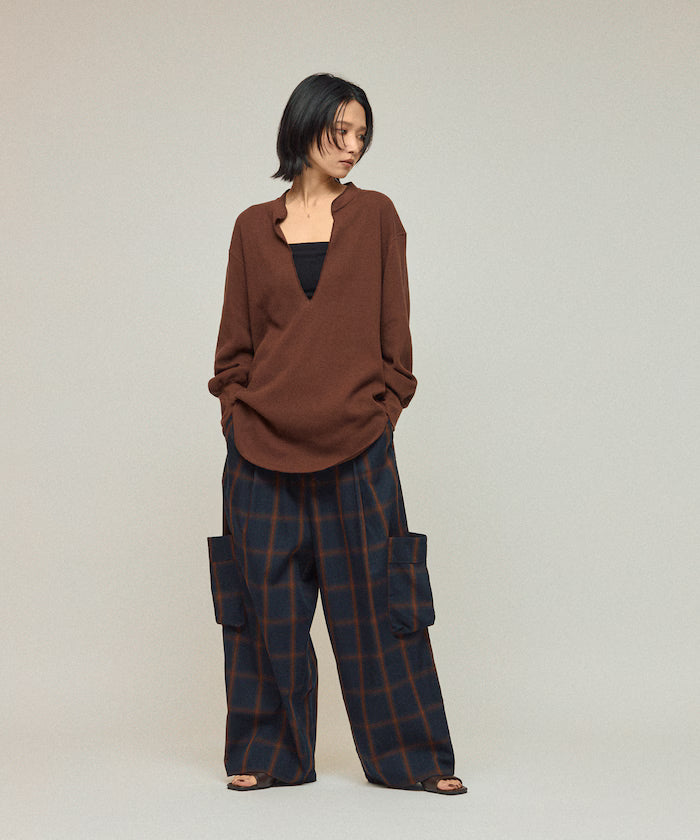 Ombre Check Easy Pants / Patch Pocket Wide Easy Pants