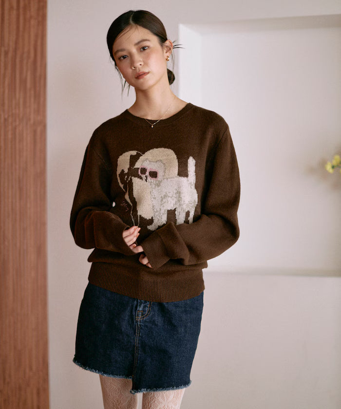 Sweat-like Animal Jacquard Knit