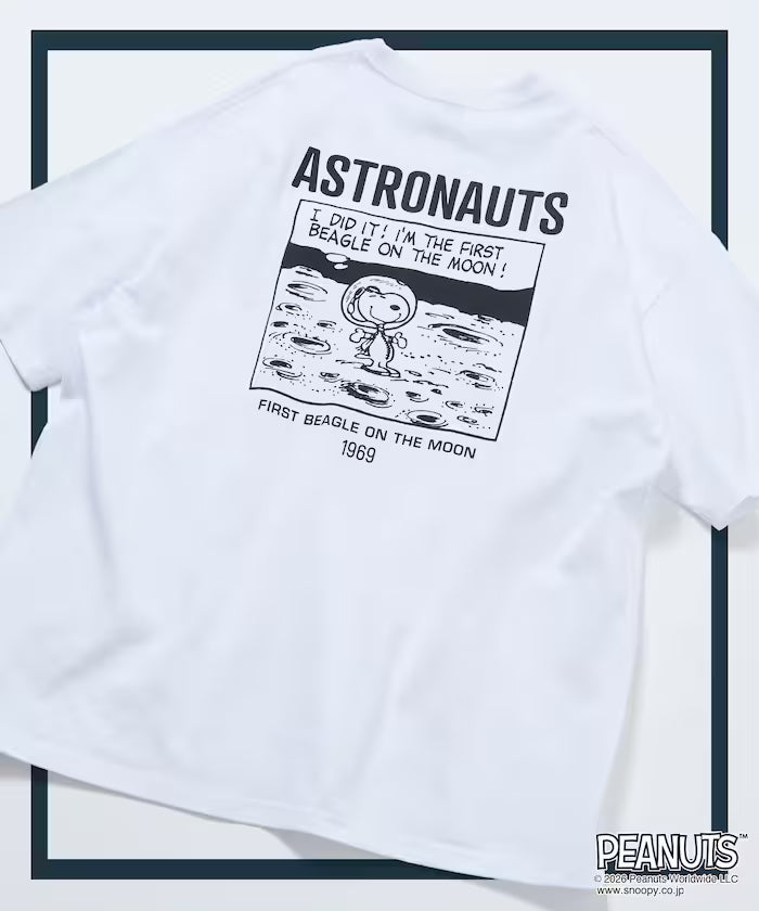PEANUTS/Peanuts Exclusive Big Silhouette Back Print Crew Neck T-Shirt/ASTRONAUTS 【Limited Edition】 - White