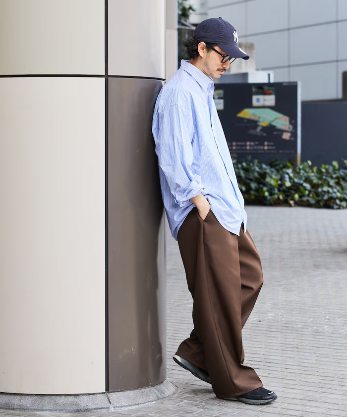 Wide Silhouette Staple Twill Easy Slacks/Wide Slacks [Limited Edition]