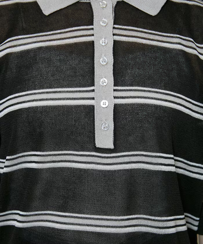 Sheer Border Short Sleeve Polo Summer Knit Limited Release