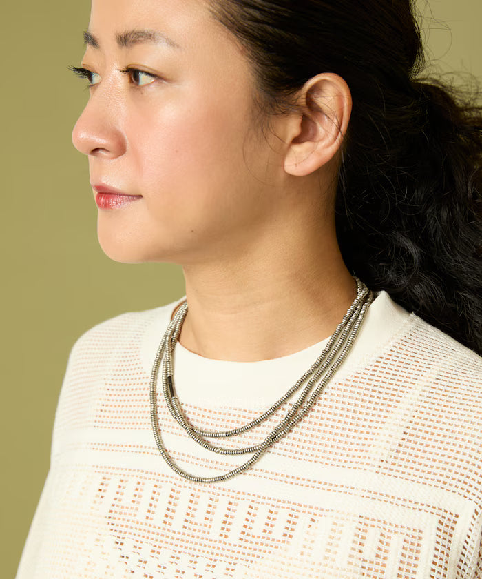 Disk Type Metal Beads Long Necklace 140cm
