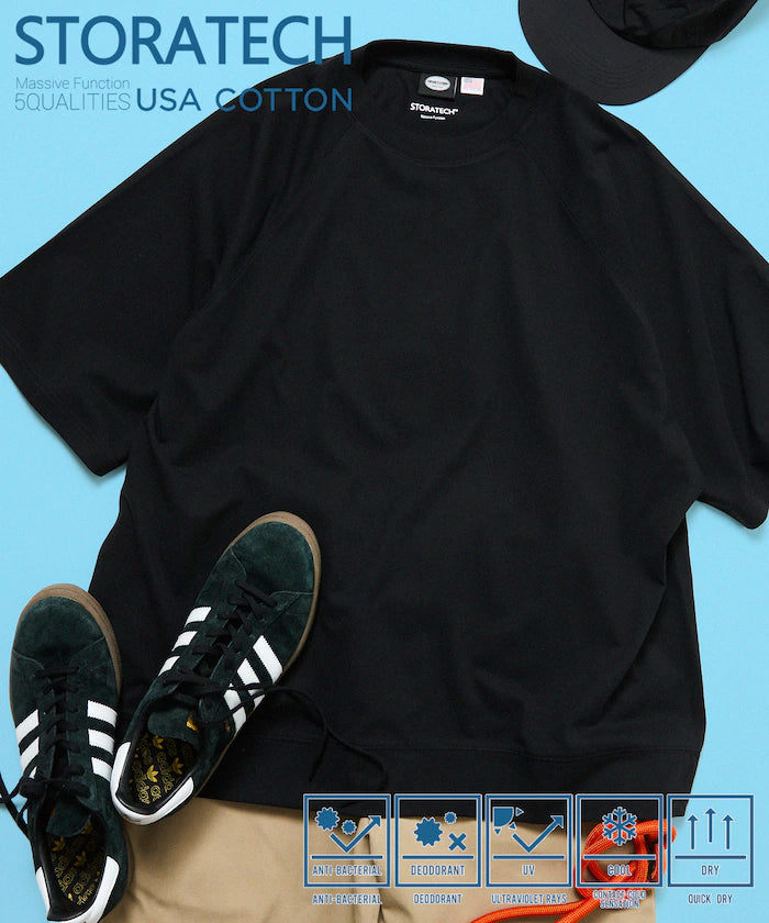 STORATECH/Stratech Lightweight Wide Silhouette Raglan T-Shirt/Antibacterial/Odor Resistant/Antimicrobial/UV Cut/Contact Cooling Moisture-Wicking 【Limited Edition】