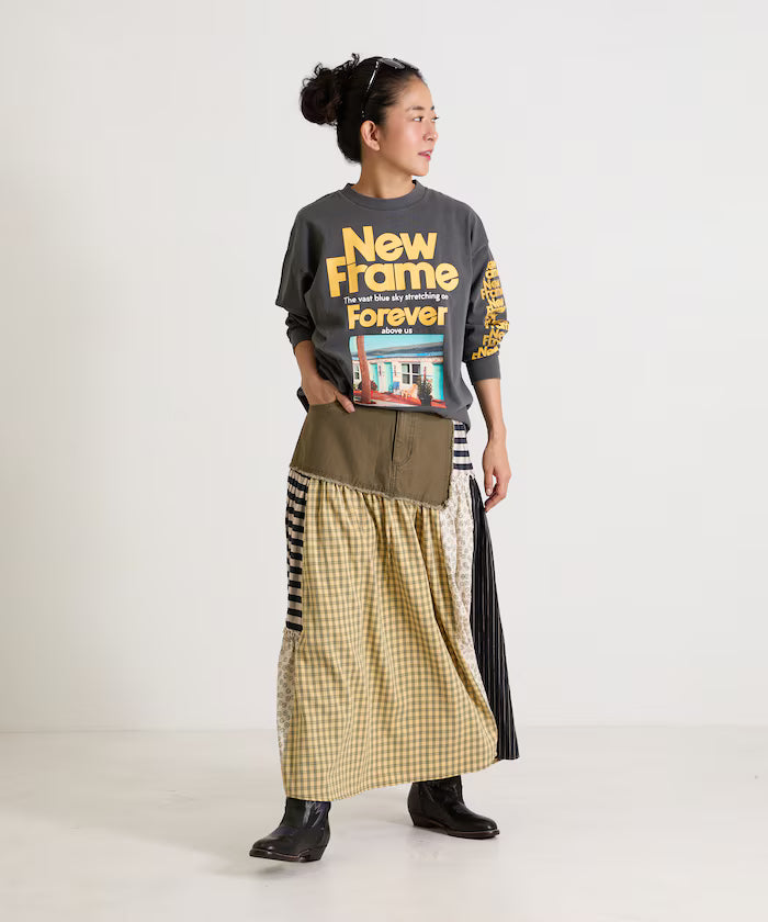 Flower & Check Docking Skirt