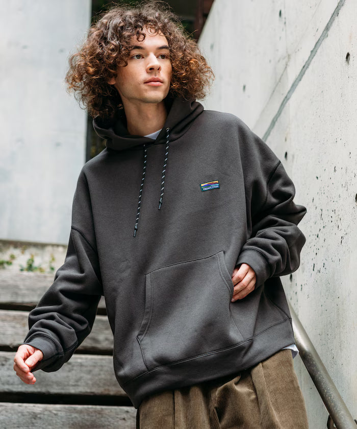 Big silhouette one-point logo pullover hoodie/hem cord/back brushed 【limited edition】 - Charcoal Gray