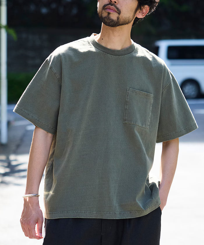 HEAVY WEIGHT/Pigment Dyed Short Sleeve Crew Neck Pocket T-Shirt/10.5 oz