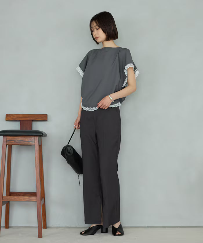 Handkerchief Sleeve Shirring Blouse