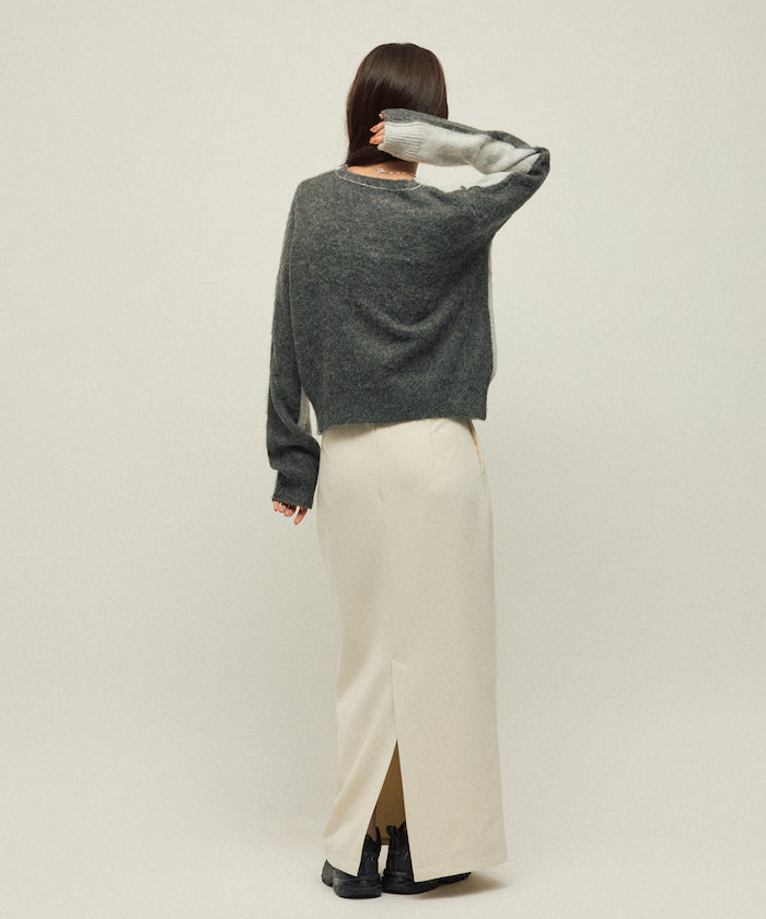 Alpaca Blend Bicolor Knit Cardigan