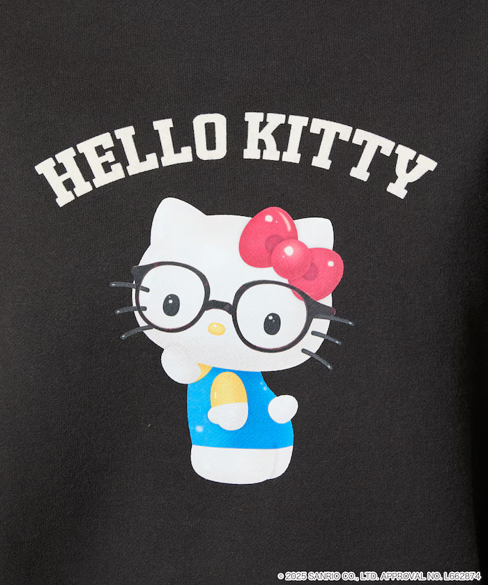 "HELLO KITTY/Hello Kitty" glasses college-style sweatshirt limited edition