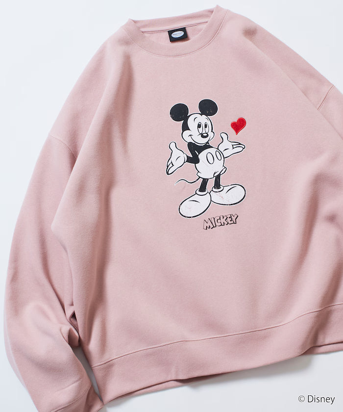 DISNEY/Mickey Mouse/Custom Crew Neck Printed Sweatshirt/Heart [Limited Edition]