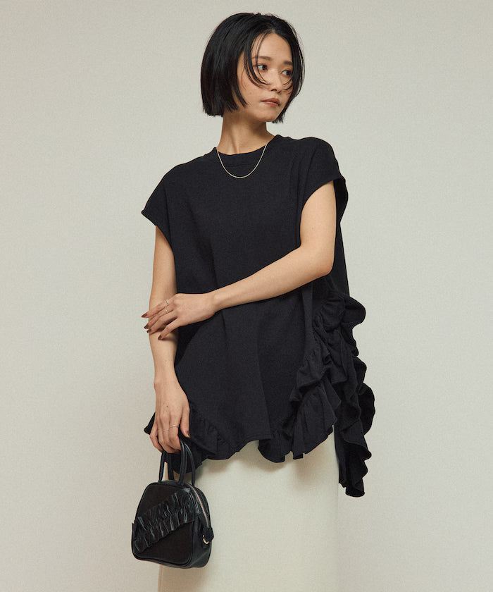 Organic Cotton Frill Hem Top / Relaxed Fit / French Terry Sweat / Best