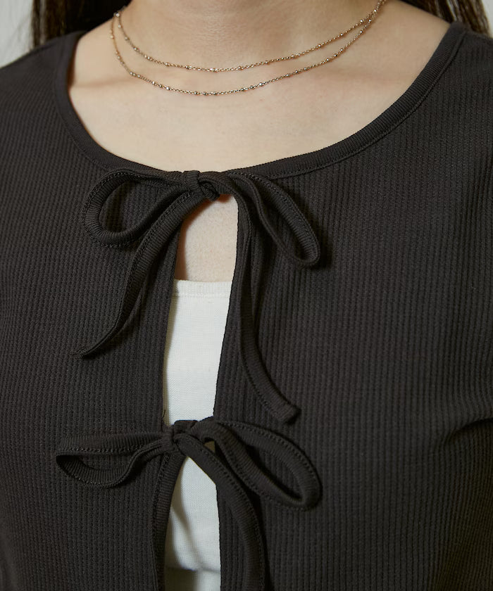 Light Waffle 2WAY Ribbon Cardigan Limited Edition