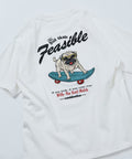 Relaxed Fit Back Embroidery Design Crew Neck T-Shirt / Dog 【Limited Edition】 - White