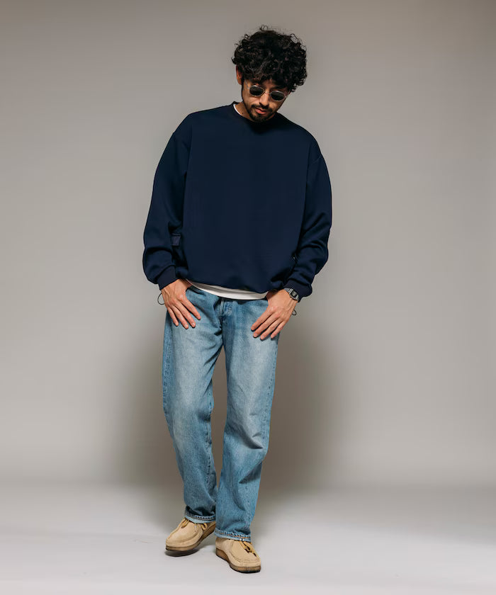 <New Color Added> Side Pocket Spindle Cardboard Crew Neck Sweatshirt