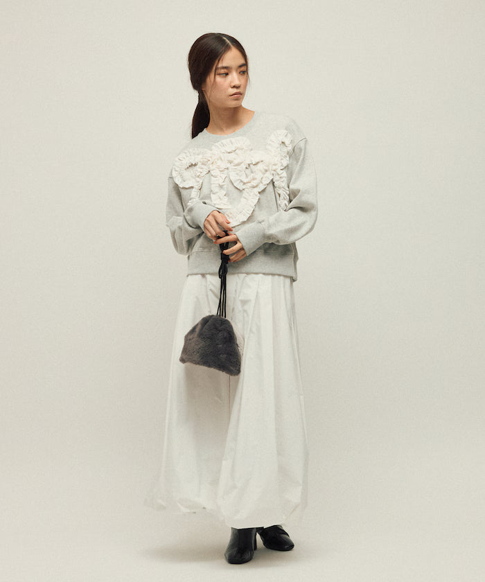 Organic Cotton Gather Ribbon Sweat / Relaxed Fit / French Terry Sweat