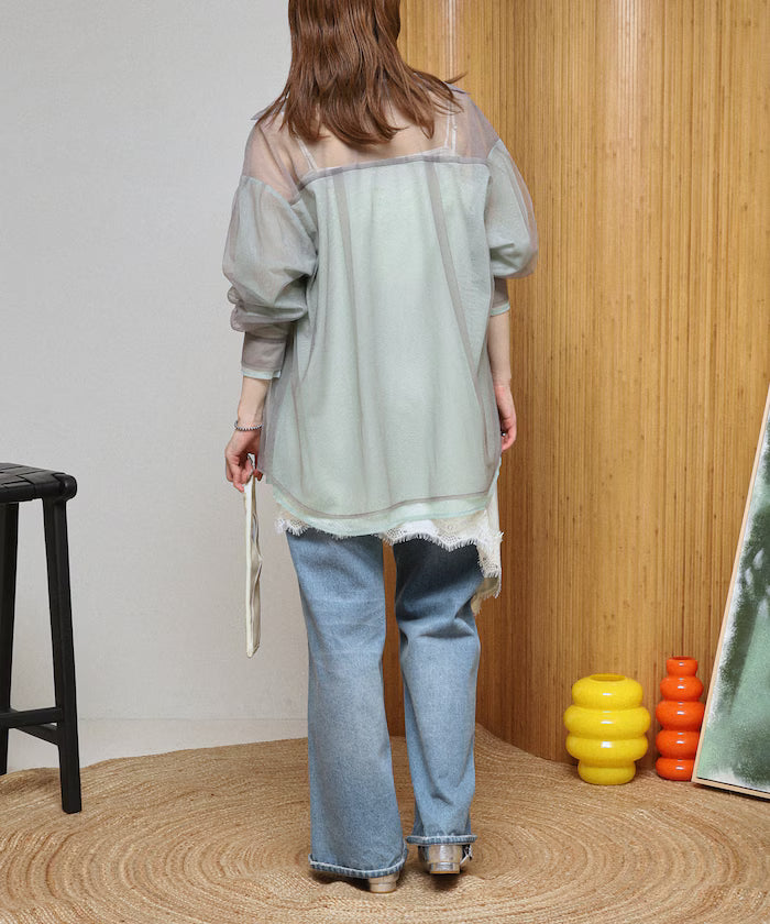 Tulle Layered Bicolor Shirt [Limited Edition]