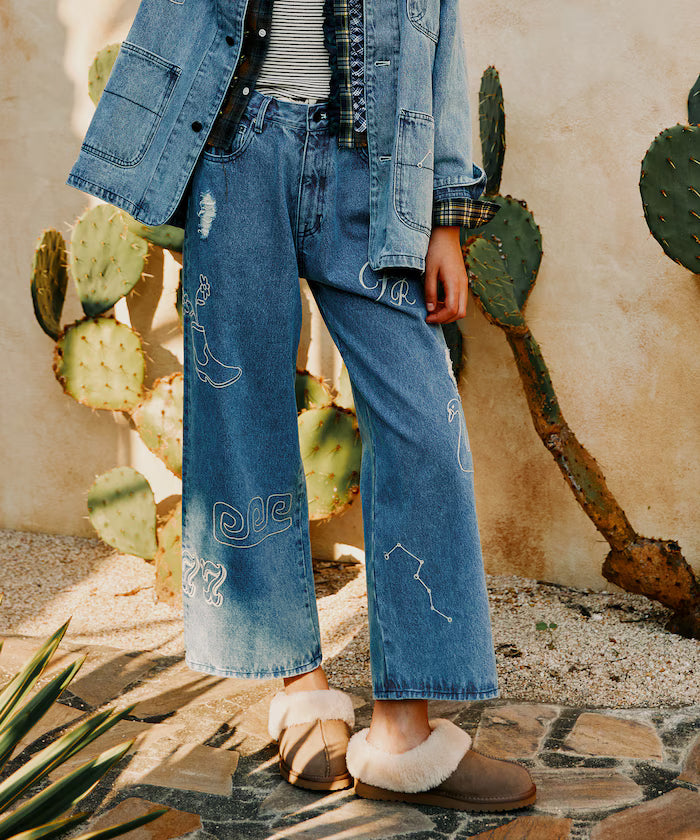 Chain Stitch Wide Denim