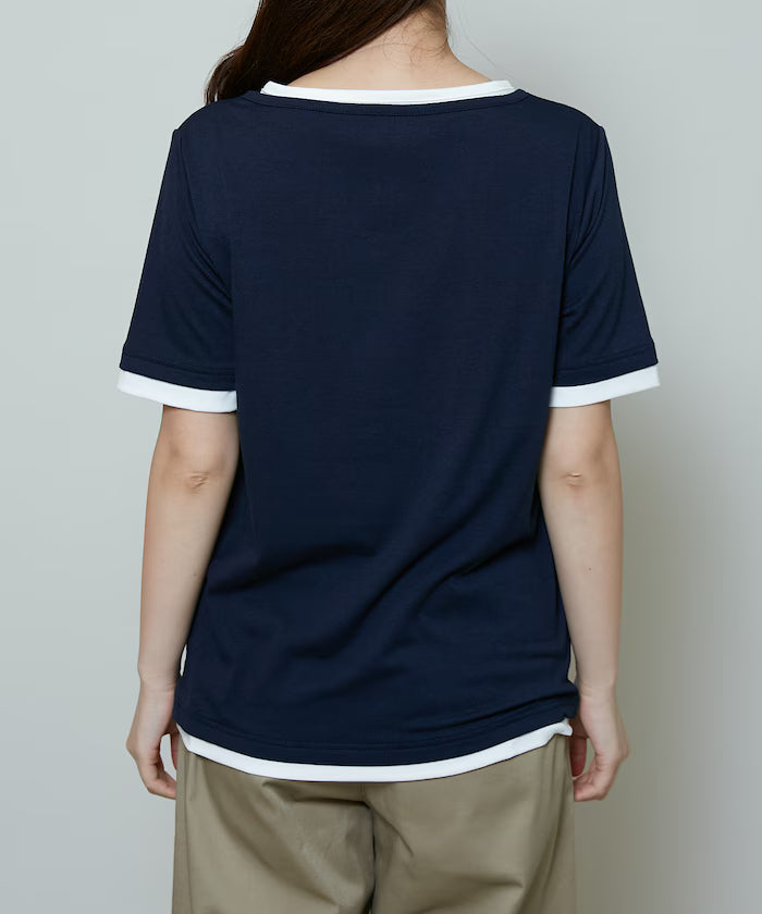 Layered Color Scheme Henley Neck T-Shirt Limited Edition