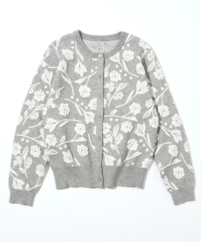 Flower Jacquard Knit Cardigan