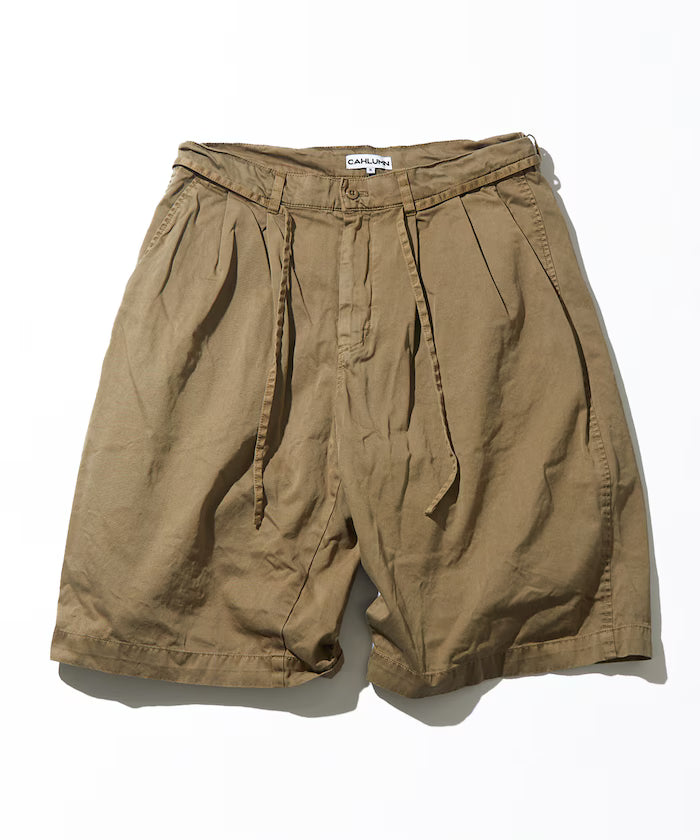 Extra Long Staple Organic Cotton 2 Tuck Chino Shorts - Beige