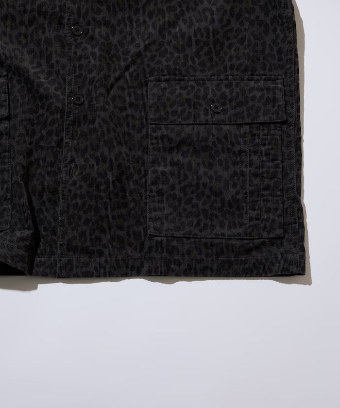 All-over print light corduroy shirt jacket [compatible with set-up]