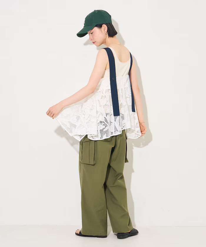 Flower Motif Batten Lace Iris Hem Camisole Top 【Limited Edition】