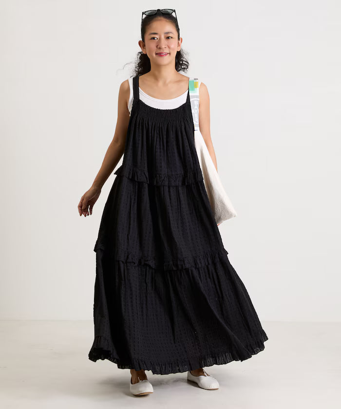 India Dobbie Tiered Frill Camisole Dress