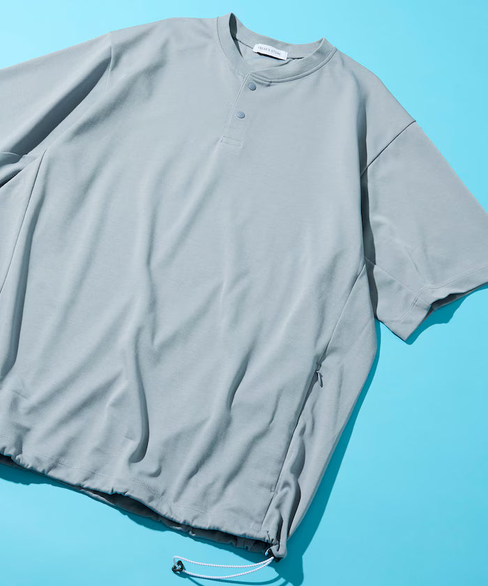 SUPER ICE / Super Ice Henry Neck Spindle T-Shirt Contact Cold Sensation / Quick Drying / UV Cut