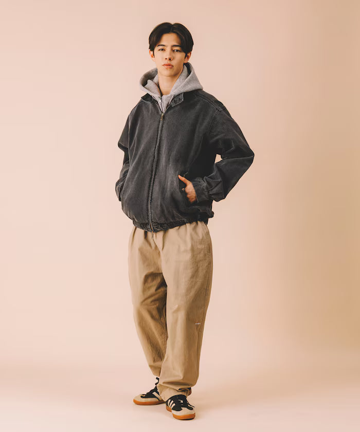 Relaxed Fit Harrington Denim Jacket