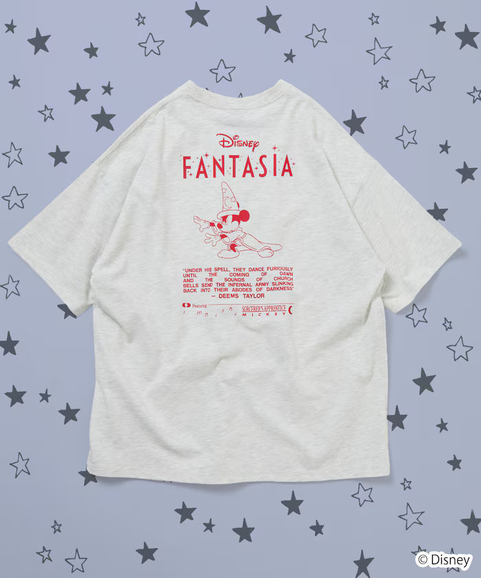 DISNEY/Mickey Mouse 'Fantasia'/Back Print Crew Neck T-Shirt [Limited Edition] - Ash Gray