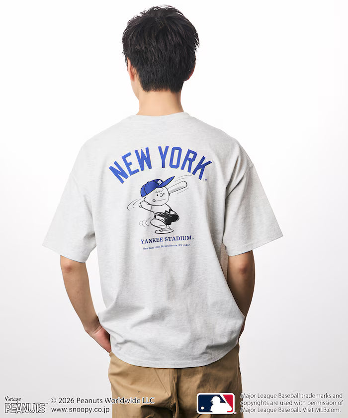 PEANUTS×MLB Exclusive Big Silhouette Back Print T-Shirt / YANKEES 【Limited Edition】