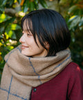 Window Pen Check Pattern Volume Scarf - Beige