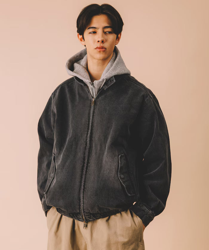 Relaxed Fit Harrington Denim Jacket