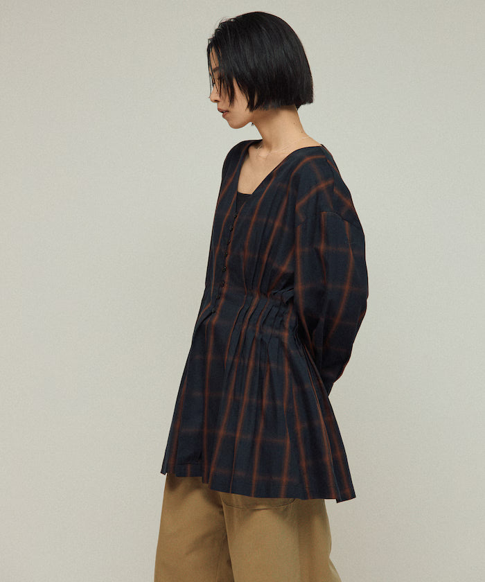 Ombre Check Tuck Shirt / Tunic