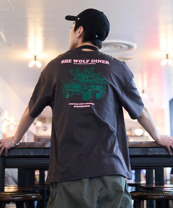 Limited Release SHE WOLF DINER × FREAK'S STORE Shewolf Diner Exclusive Big Silhouette Back Print T-Shirt Antibacterial Odor Resistance Quick Dry